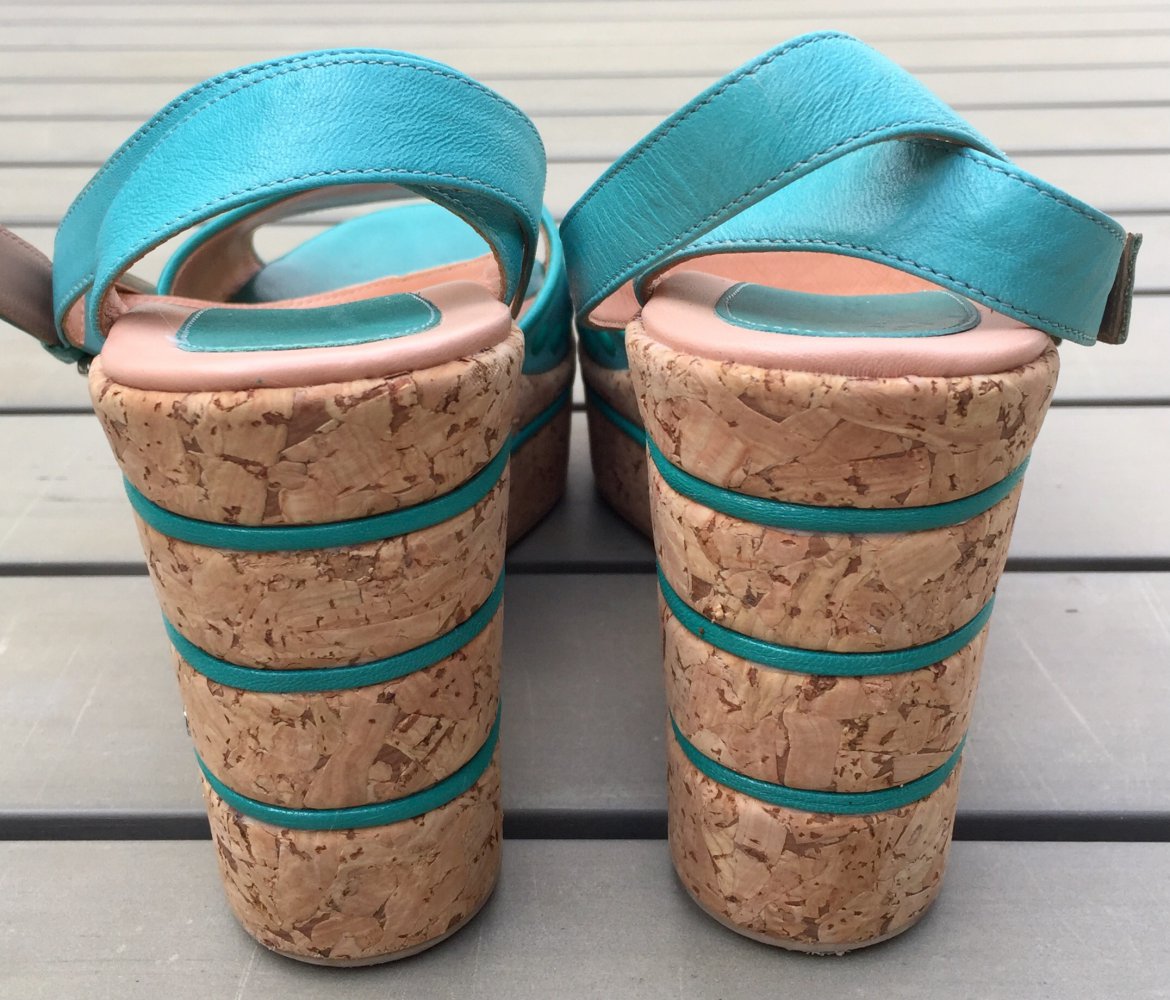FORNARINA Wedges SANDALETTE türkis Gr. 40 NEUw.