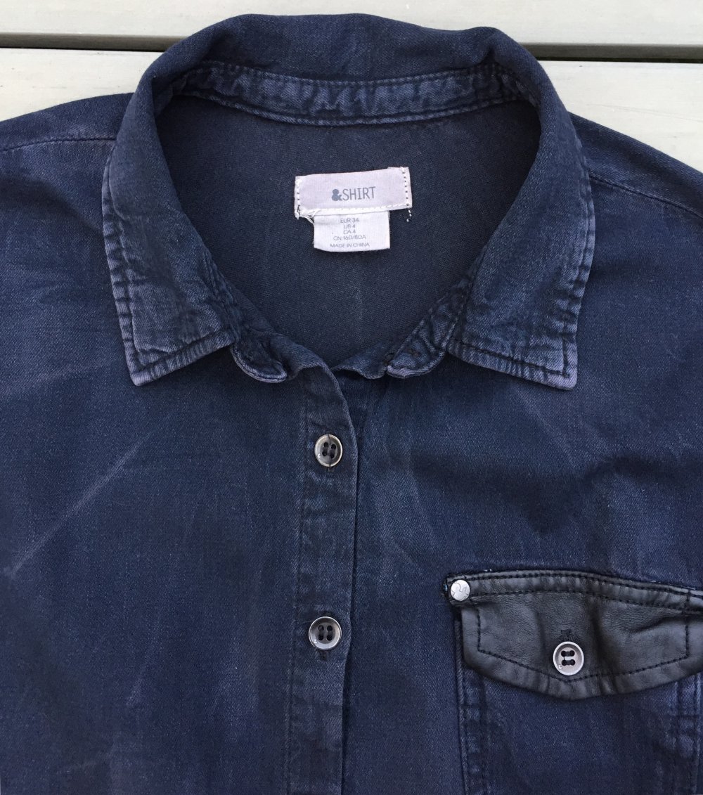 H&M Jeanshemd JEANS BLUSE Batik schwarz Gr. 34