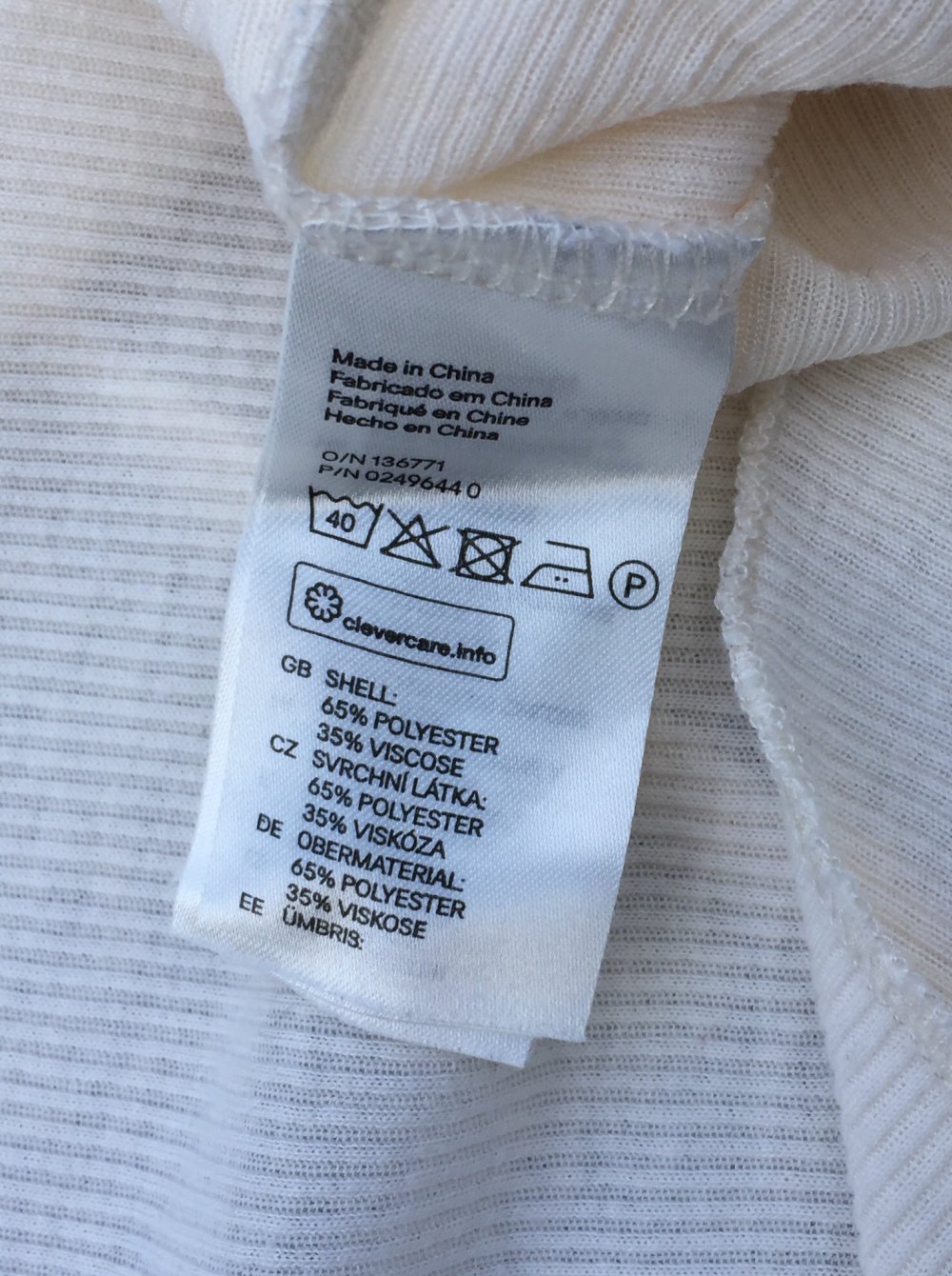 H&M Top TANKTOP creme Rippshirt Gr. M