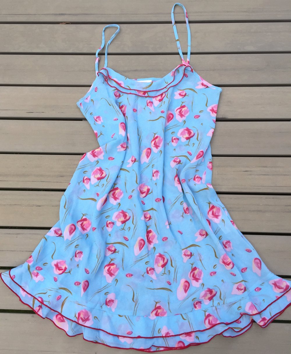 CHIFFON Spaghetti NACHTHEMD Negligé Strandkleid Gr. S