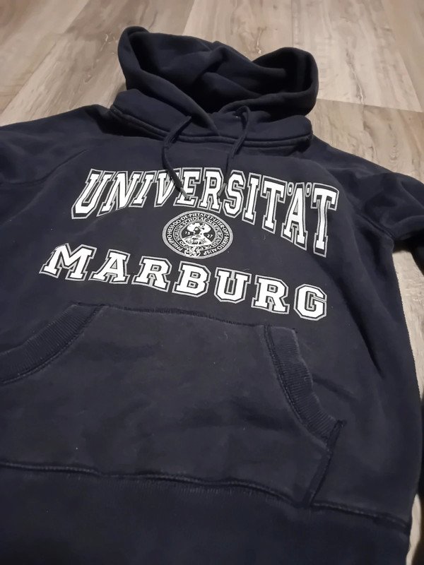 Universität Marburg Pullover Kapuze S Dunkelblau Weiß Print