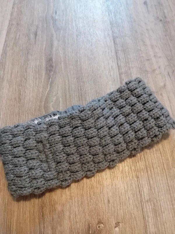 Stirnband Grau Strick Steinchen