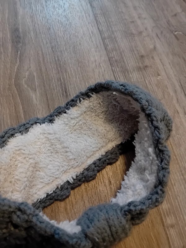 Stirnband Grau Strick Steinchen