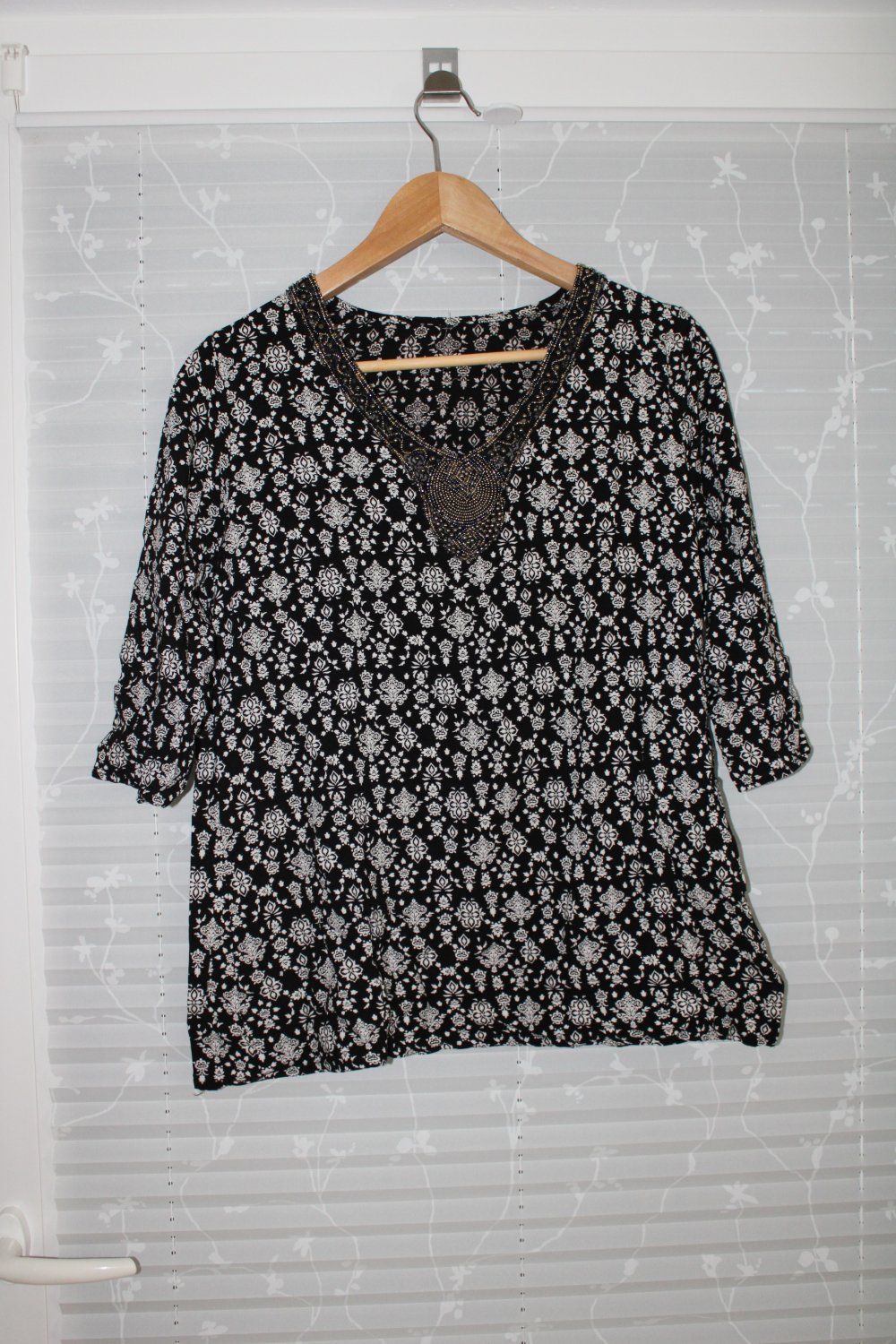 Bluse 3/4 Arm, schwarz-weiß