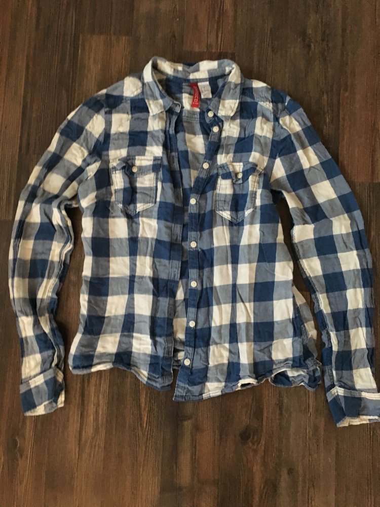 Blau weiß kariertes Hemd Bluse Oberteil top Shirt H&M 