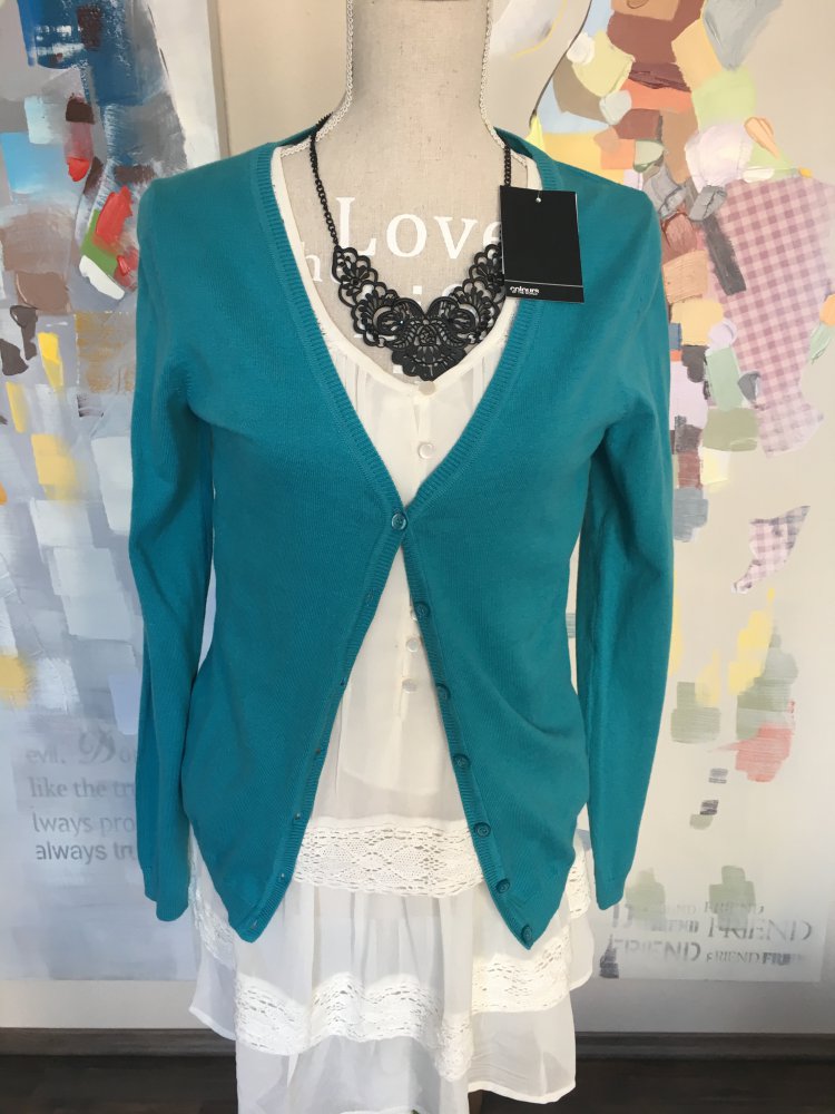 Schöne türkise Strickjacke Sweatshirtjacke Cardigan 