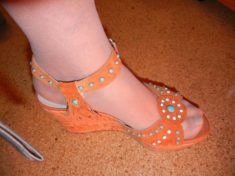 Maripe Wildleder Pumps Sandalen Gr. 38 neu braun türkis Plateausohle Wedges