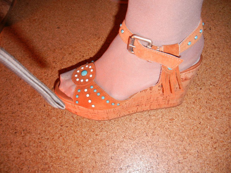 Maripe Wildleder Pumps Sandalen Gr. 38 neu braun türkis Plateausohle Wedges