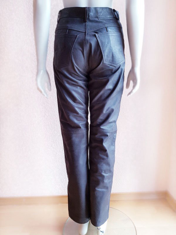 Gipsy Lederhose dunkelbraun echtes Leder Echtleder S W29 Knopfleiste High Waist Hose