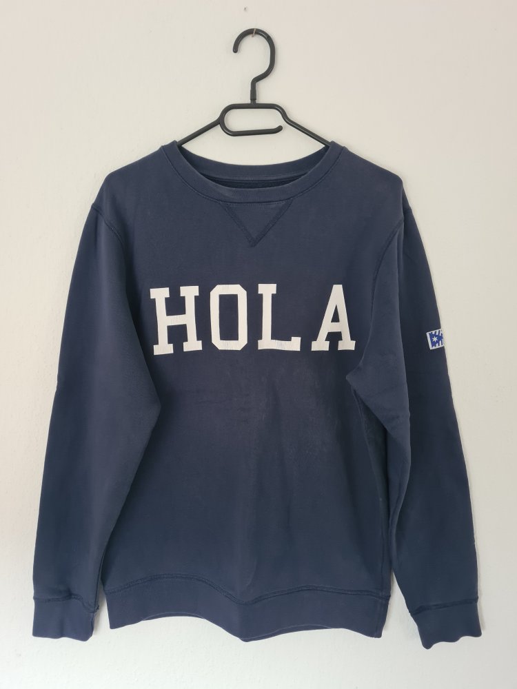 Mazine Sweatshirt blau-weiß Schriftzug gedruckt Casual-Look