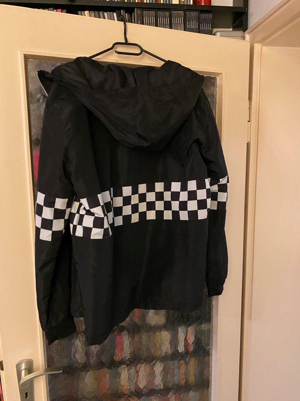 Herren Windjacke schwarz, Karomuster schwarz-weiß, Größe L – neu und ungetragen