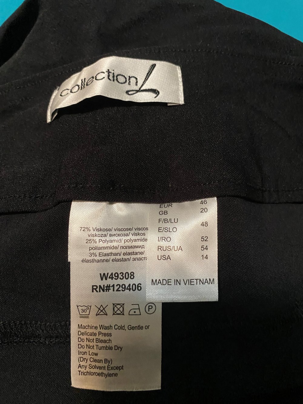 Caprihose/Stretchhose 7/8el lang, schwarz, Größe 46 von Sieh an! – nur 1 x getragen