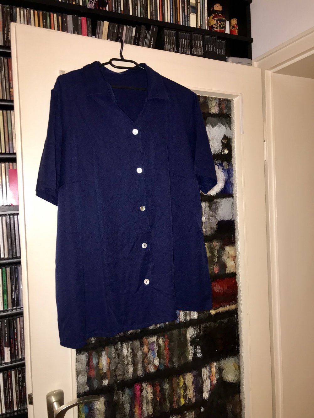 Bluse Kurzarm dunkelblau – Viskose – Grösse 46 – ungetragen – Waschlabel/Grössenlabel rausgeschnitten 