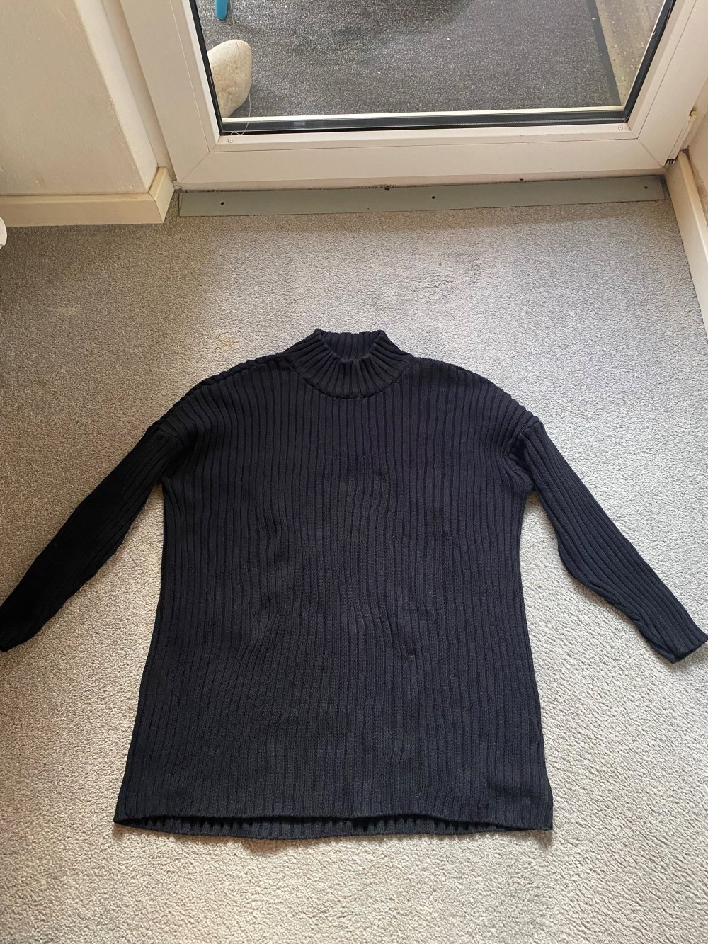 Rollkragenpullover gerippt schwarz (bonprix collection) – Größe 48/50 – nur selten getragen