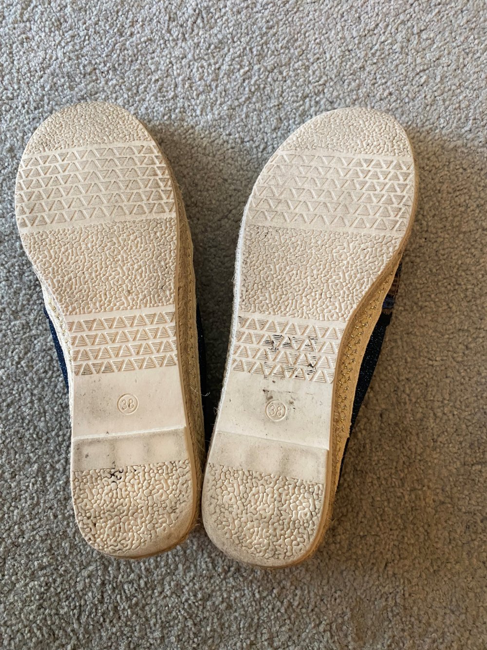 Espandrillos Pailetten + Glitzerstoff -  dunkelblau, türkis, gold – Größe 38, selten getragen