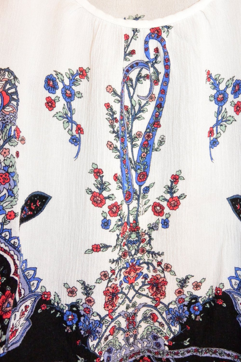 Cropbluse Hippy Boho Ethno Festival Blumen Trompetenärmel Sommer Frühling