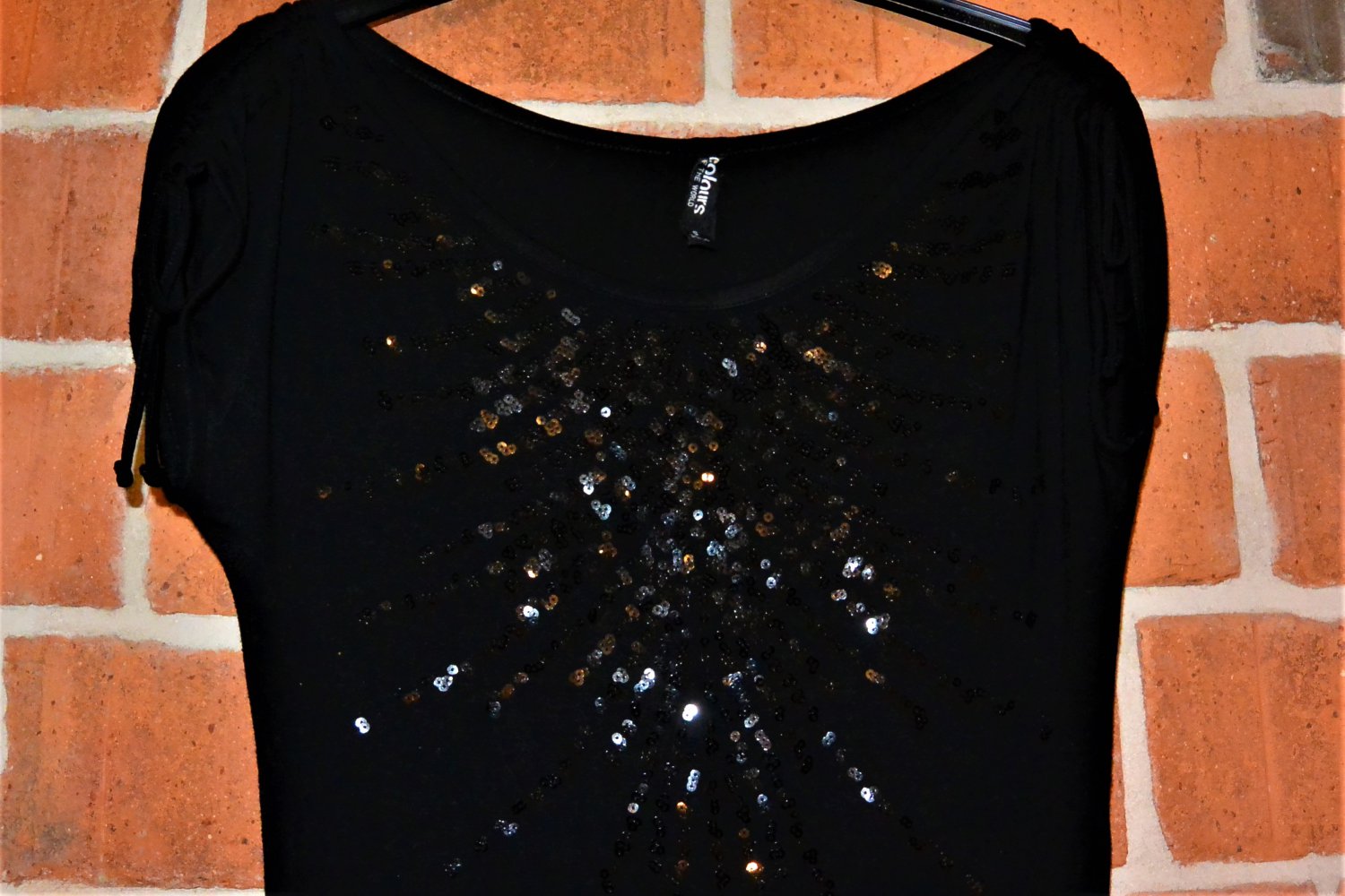 Schwarzes Longtop Kleid mit Pailletten Silvester Weihnachten Party