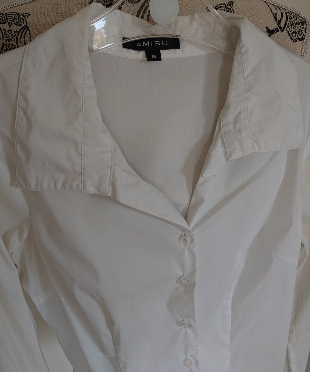 weiße klassische Basic Bluse