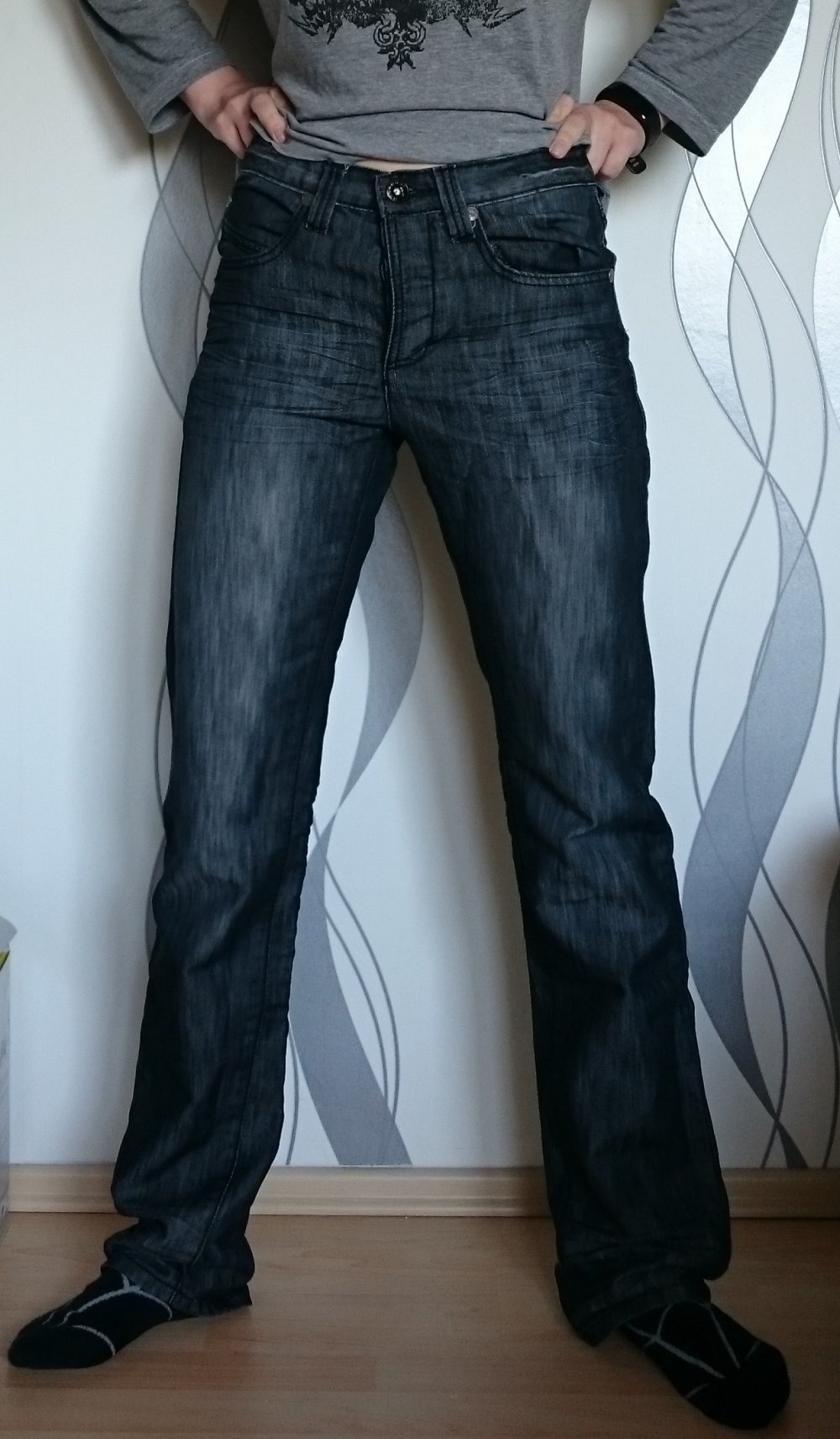 dunkelgraue Unisex Jeans W29 L34