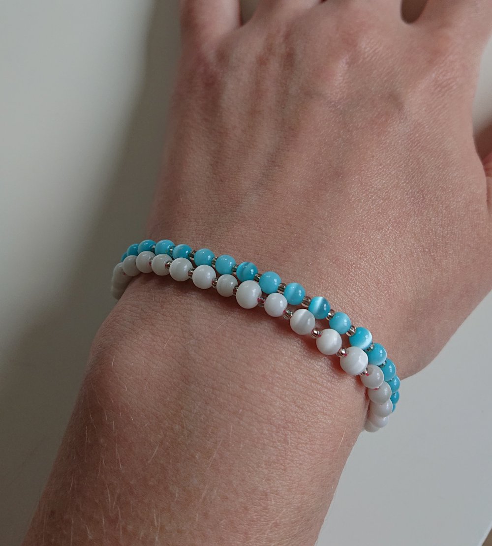 2 Glas Perlen Armbänder