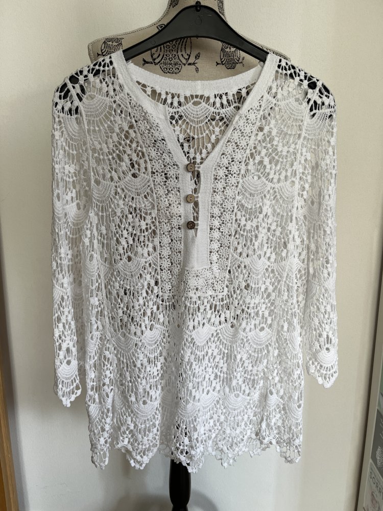 luftiges Häkel Strick Oberteil Überzug Oversize