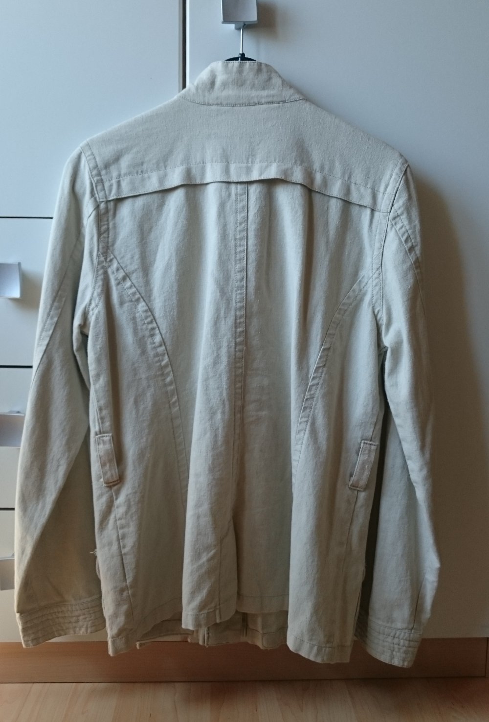 beige Leinen Jacke