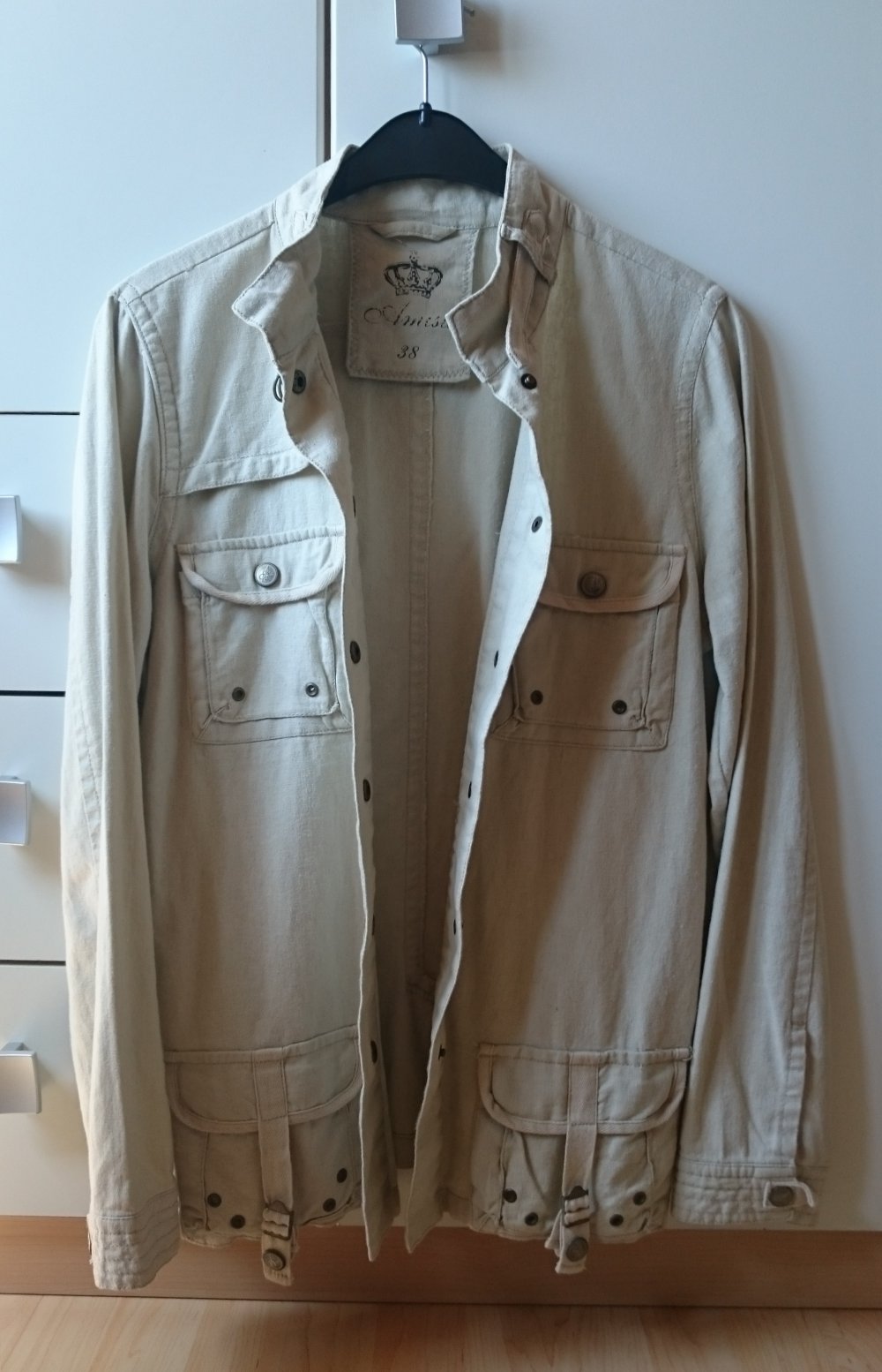 beige Leinen Jacke