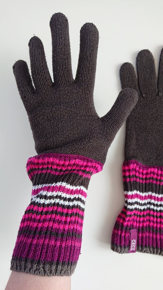 Strickhandschuhe braun mit Streifen