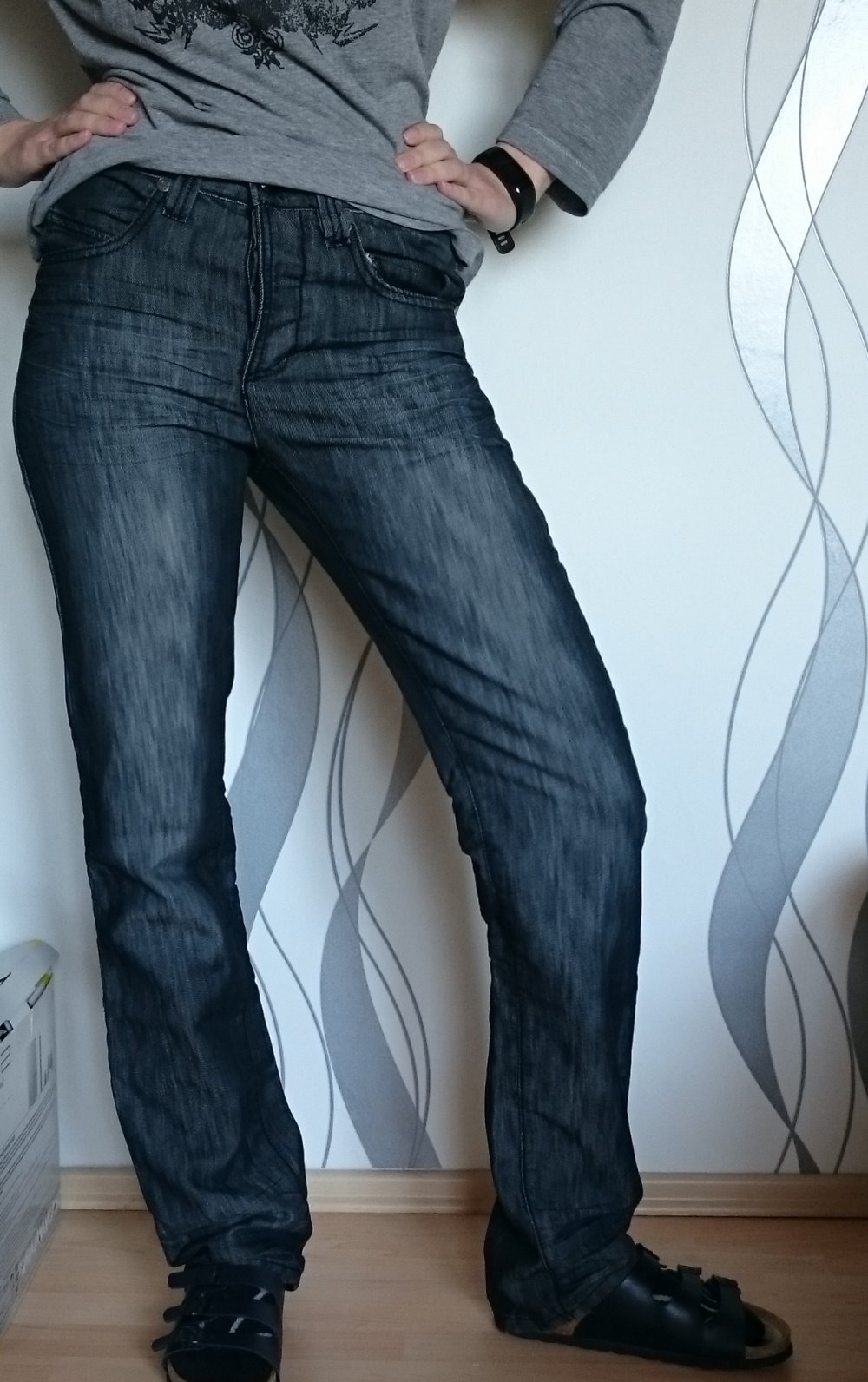 dunkelgraue Unisex Jeans W29 L34