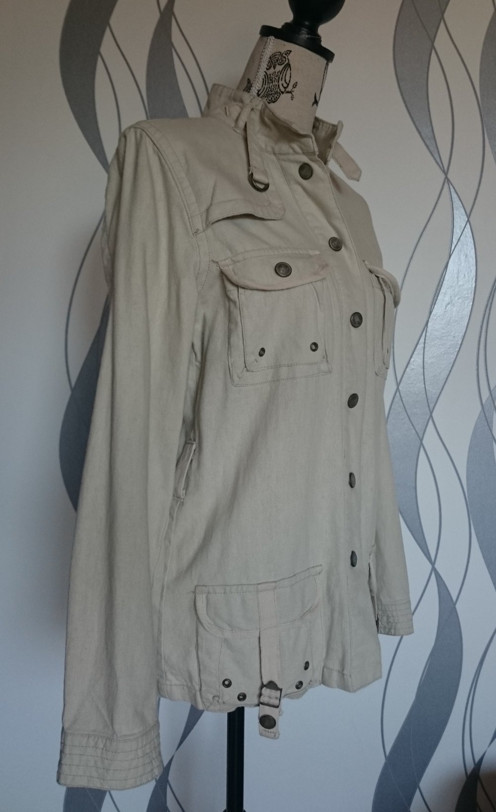 beige Leinen Jacke