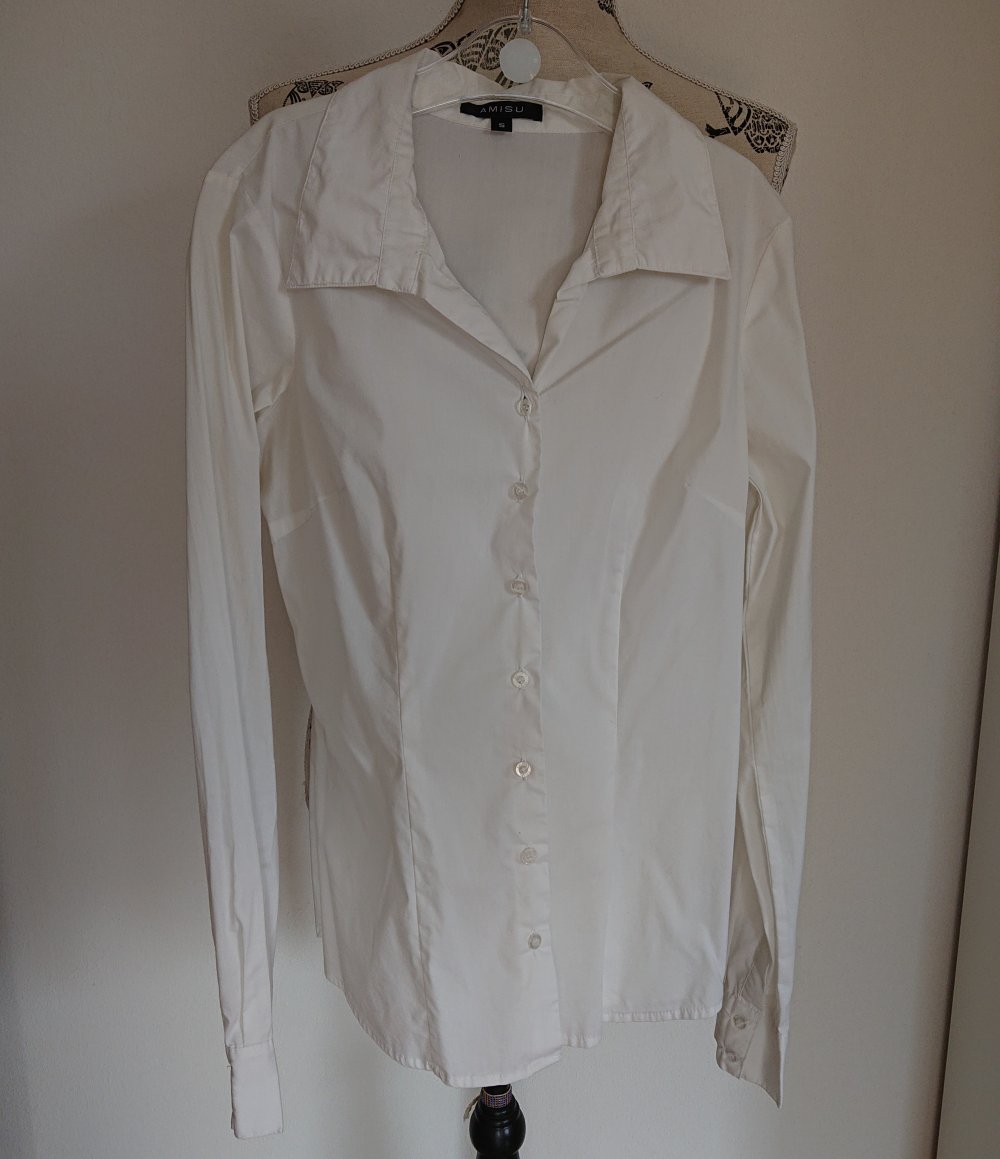 weiße klassische Basic Bluse