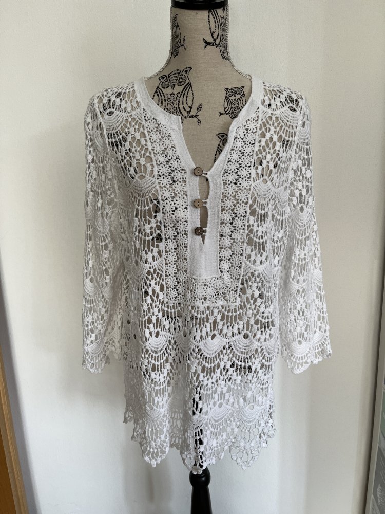 luftiges Häkel Strick Oberteil Überzug Oversize