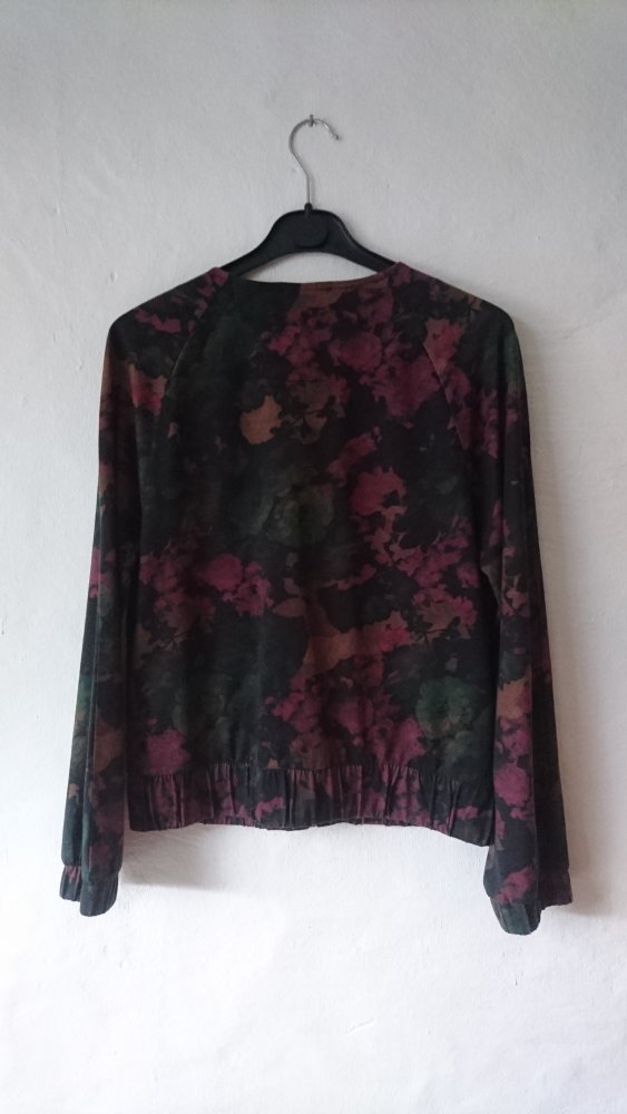 Geblümte Jacke mit Zipper und seitlichen Taschen