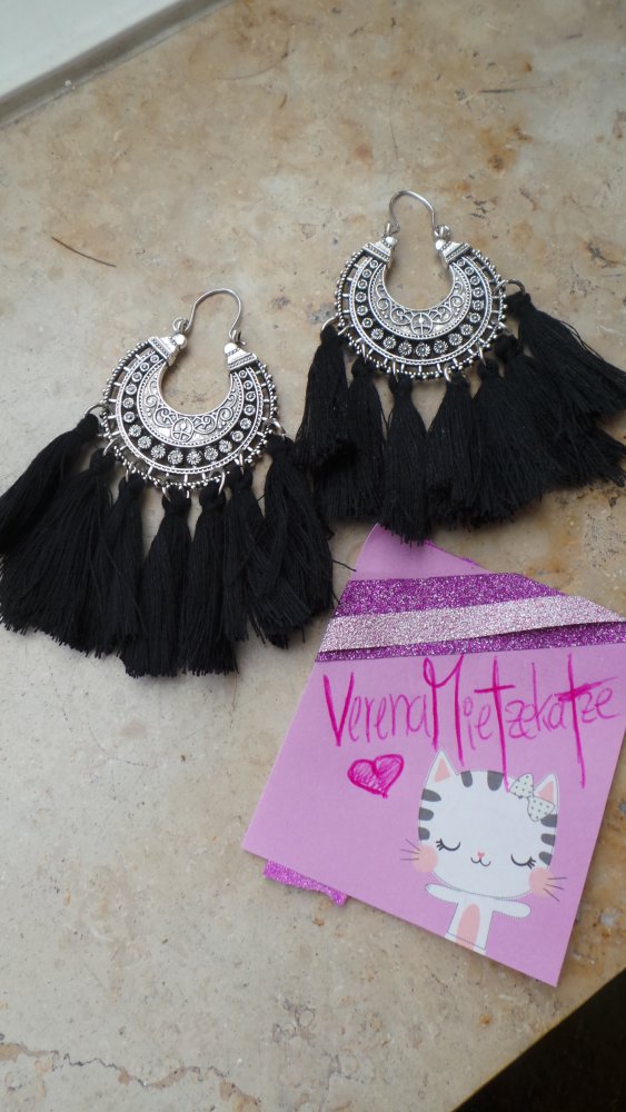 Boho Ohrringe Esoterik Witch Magic Mandala Quaste Tunnel 