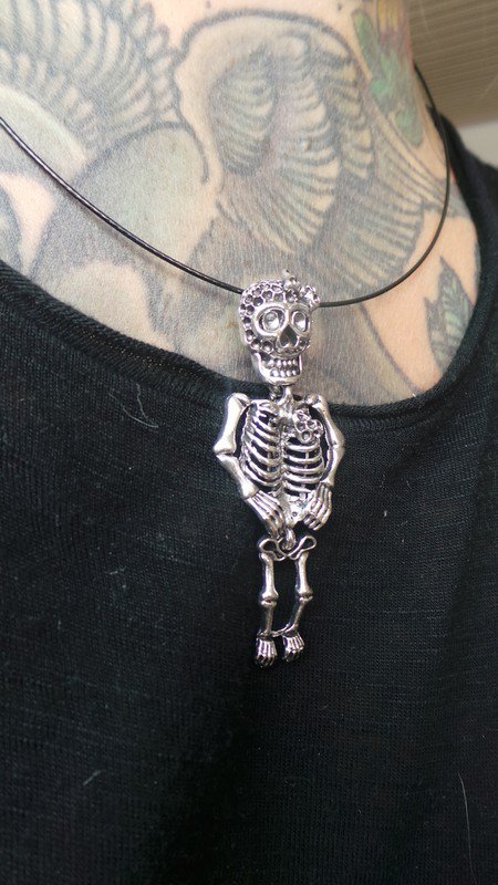 Kette Skelett Lady Halsreif Skull Bones Halloween