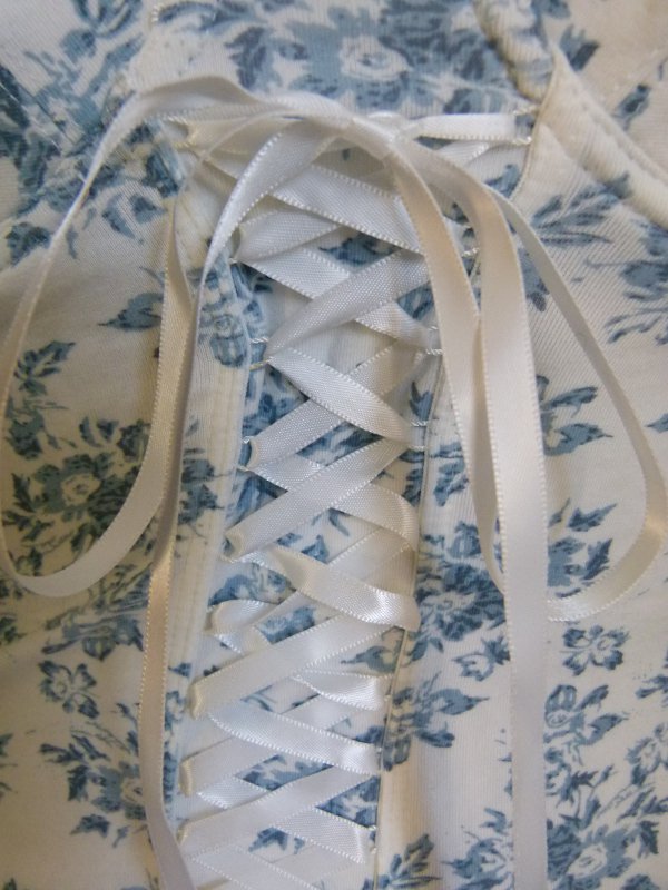 Corsage Gr.36/38 75C, mit floralem Muster, creme weiß hellblau, NEU, Romantik Boho Mori Elfen Goa Festival Cottagecore