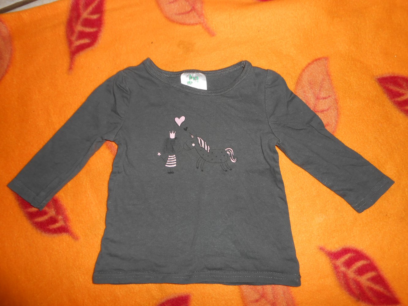 Pullover 62/68 grau Einhorn Poco Piano