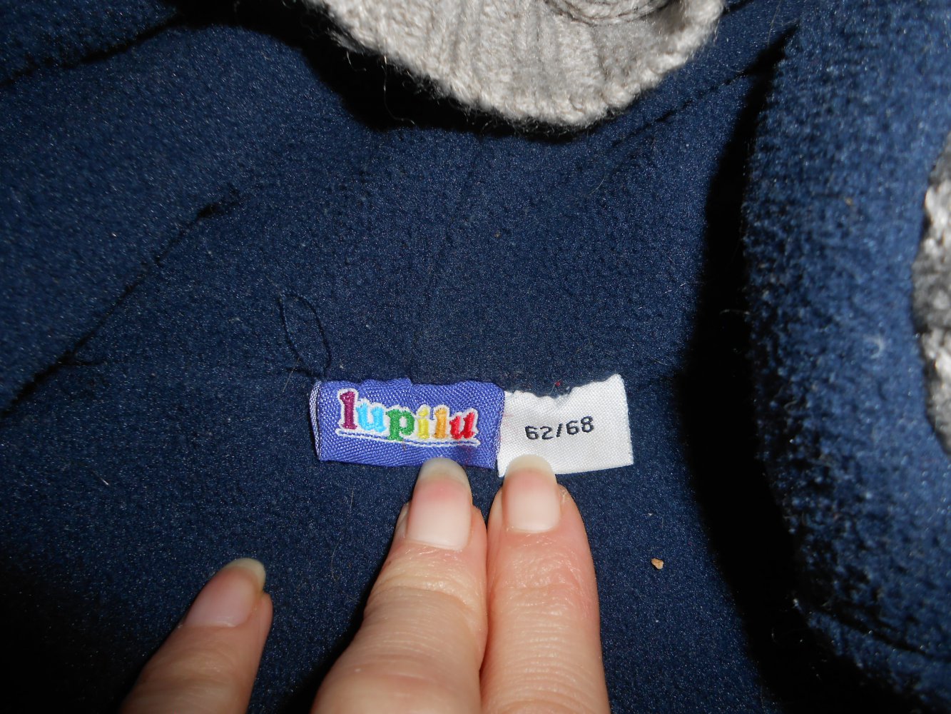 Winterjacke 62/68 lupilu grau blau Strick