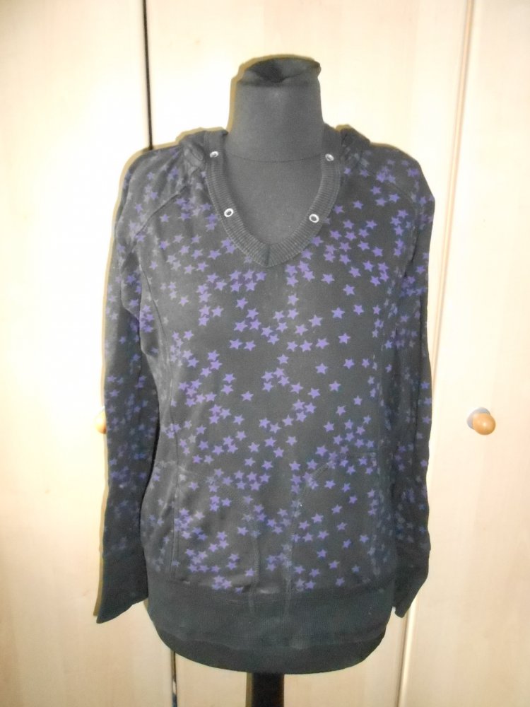 Pullover Kapuze Hoodie schwarz lila M eher S one love