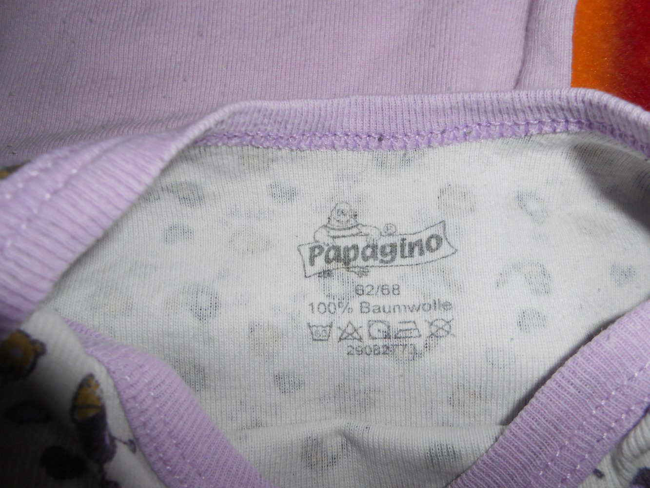 2 Bodys lila weiß papagino 62/68 langarm