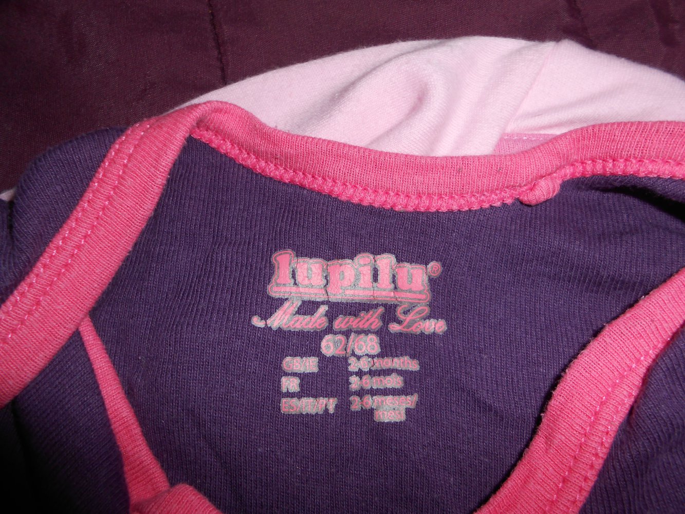 2 Bodys lila pink 62/68 lupilu