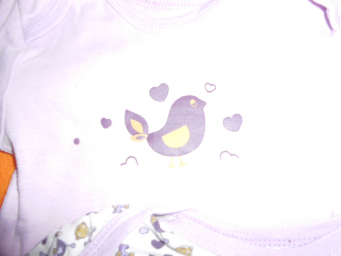 2 Bodys lila weiß papagino 62/68 langarm