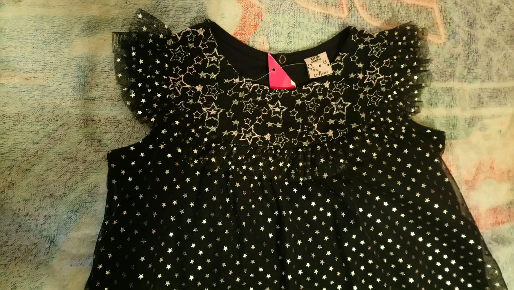 Kleid schwarz silber 92 Stern kiki & koko