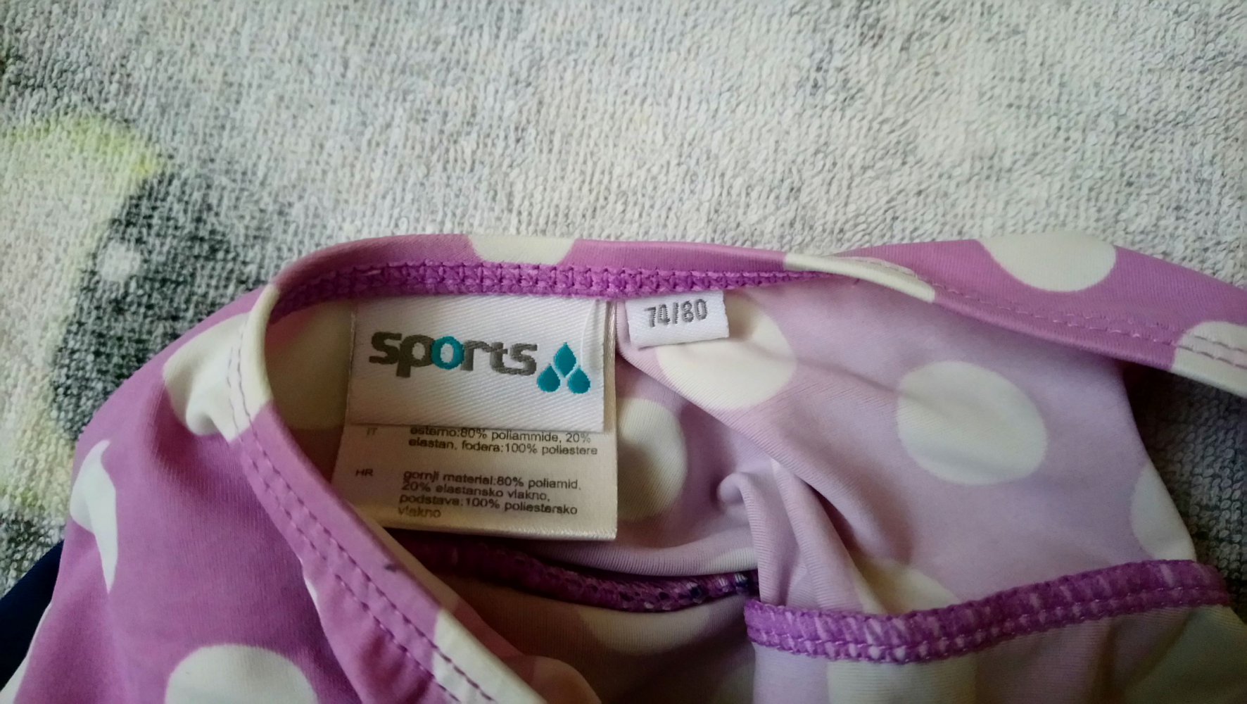 Badeanzug lila weiß sports 74/80 