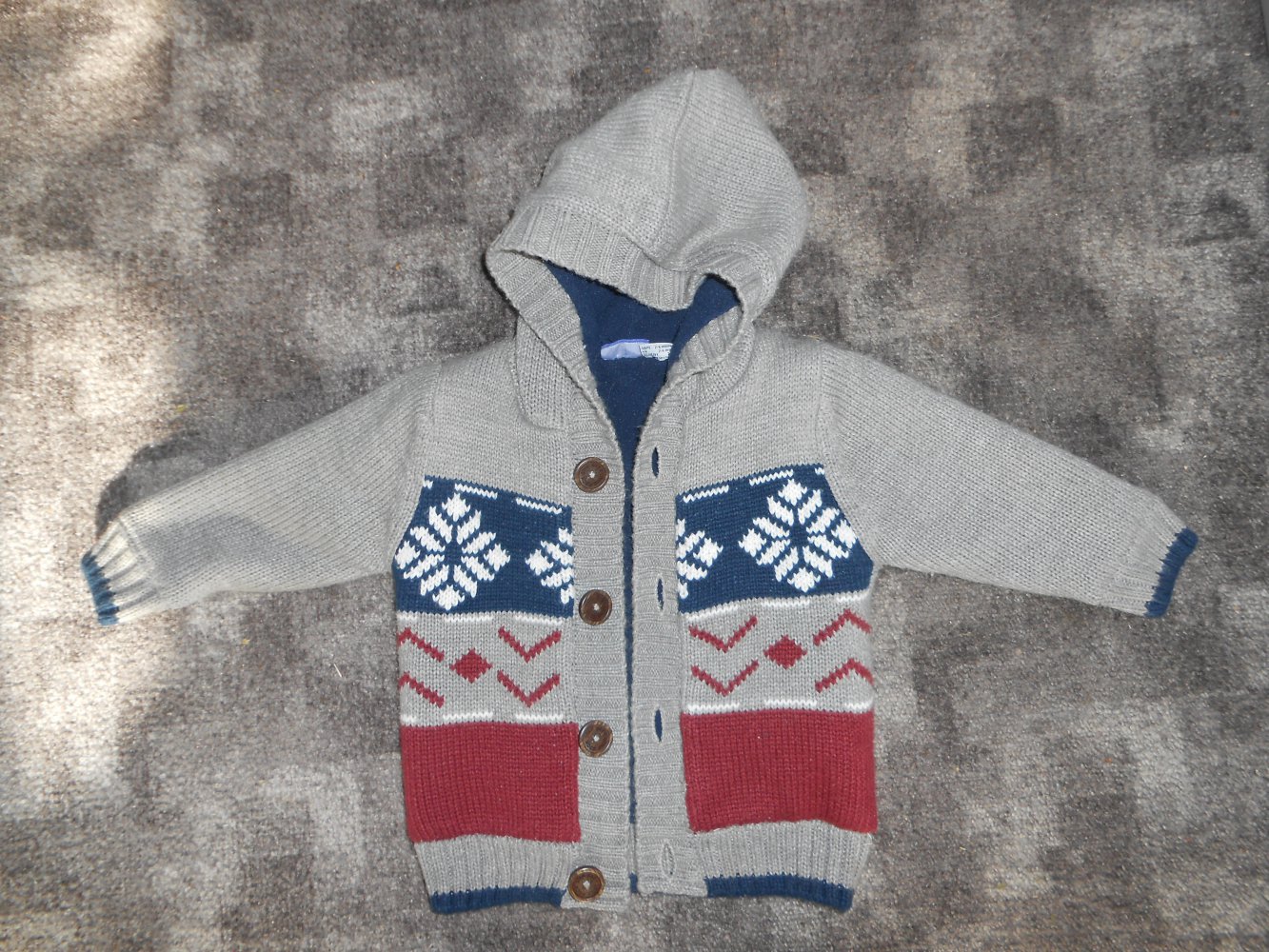 Winterjacke 62/68 lupilu grau blau Strick