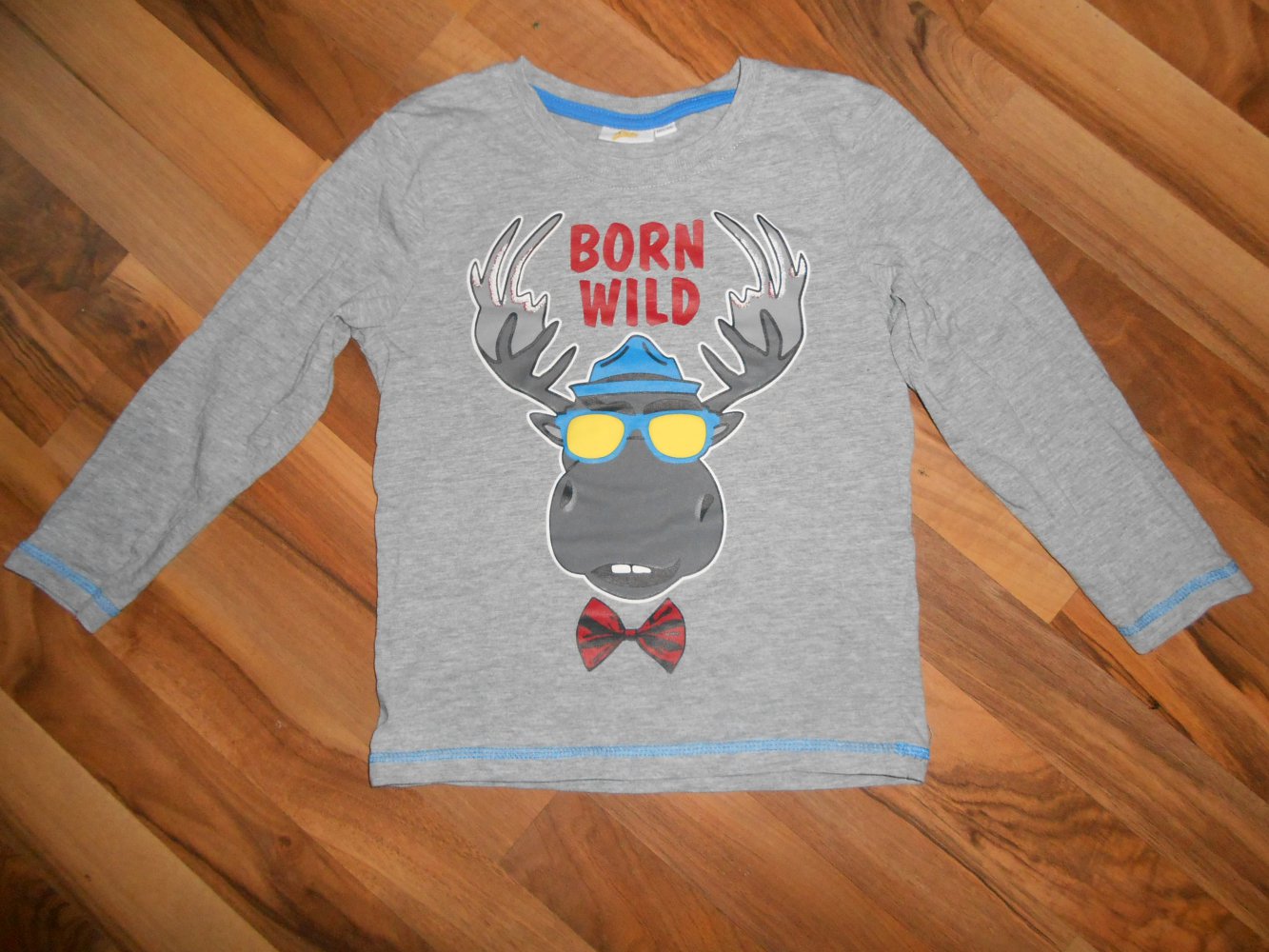 Pullover 110/116 grau mit Elch Kids