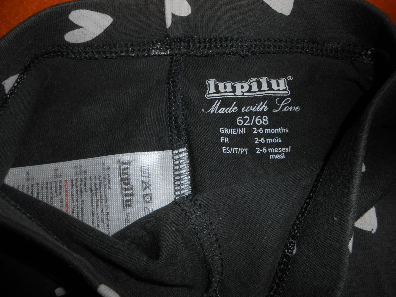 2 Leggings 50/56 lila looney tunes, lupilu 62/68 schwarz beige