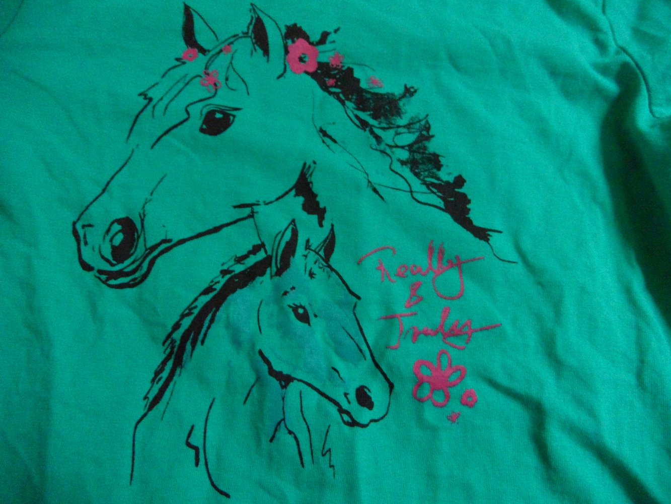 blue seven tolles Langarmshirt 128 Pferde 