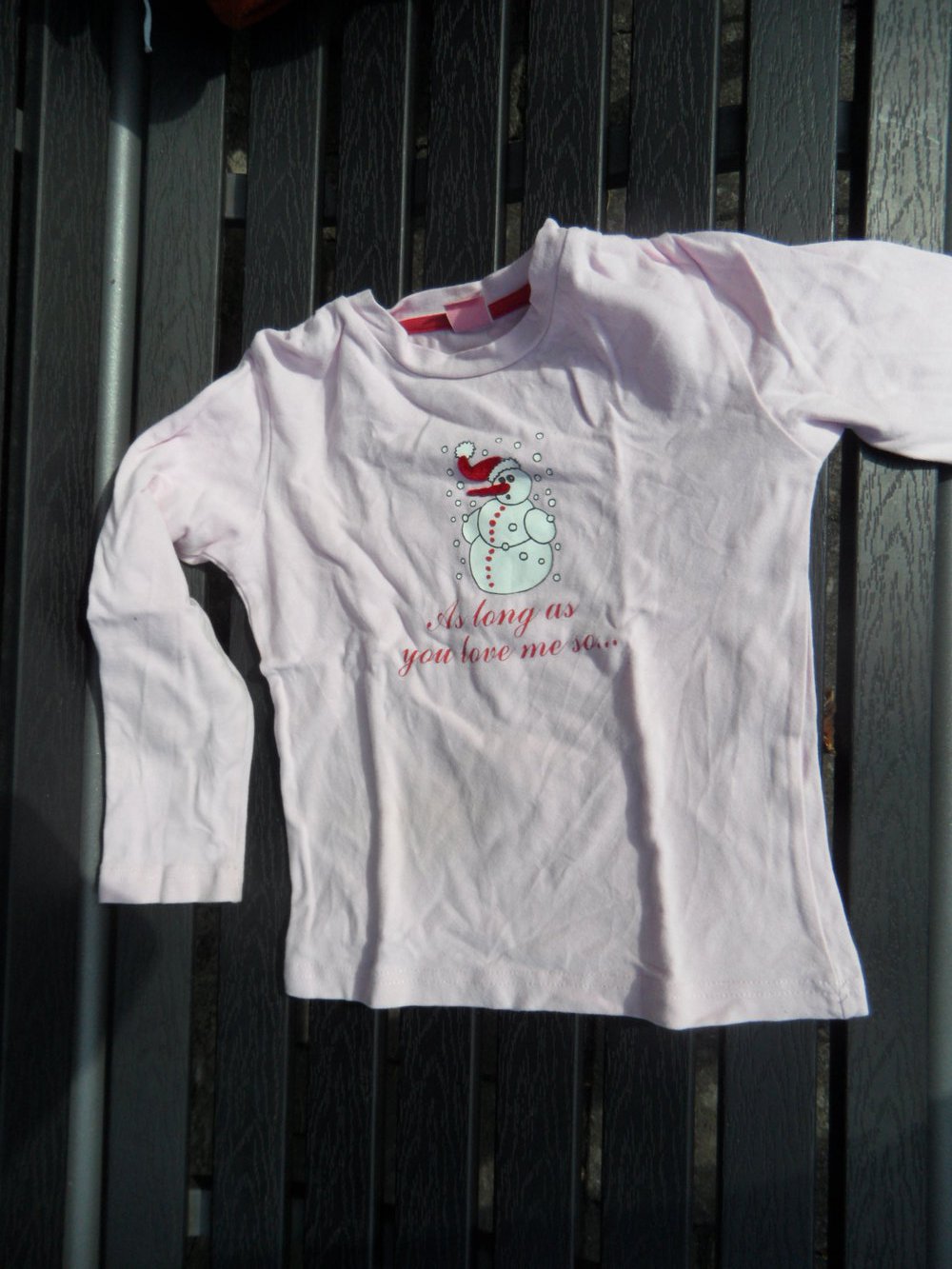 Review tolles Winter-Shirt Schneemann 104/110 Flockdruck