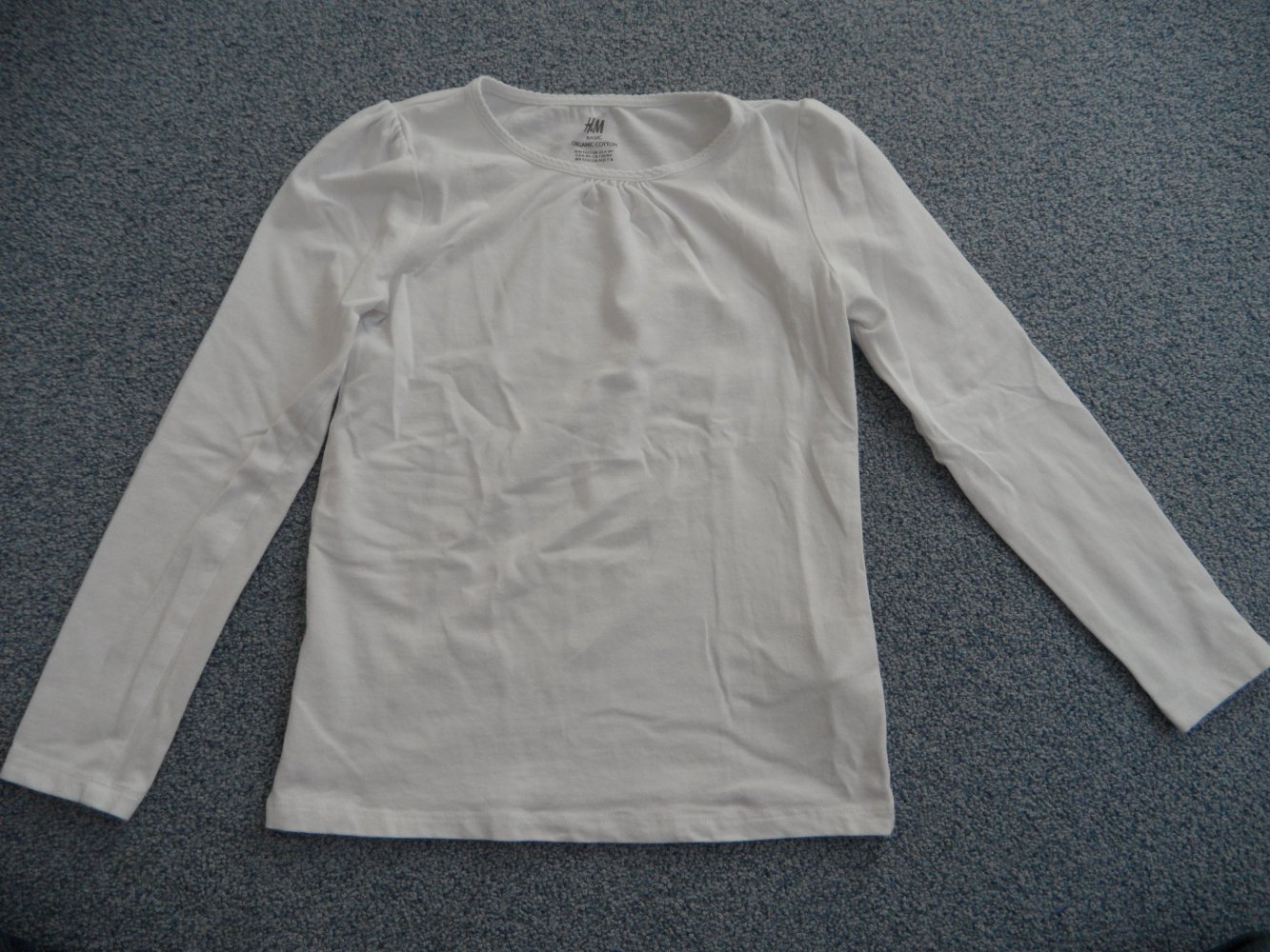 H&M basic organic Langarmshirt weiß 122/128